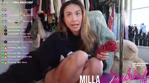 Snapshot of millamischief chatting on 06/13/26, 12:08 Milla Mischief online show from 06/13/26, 12:08
